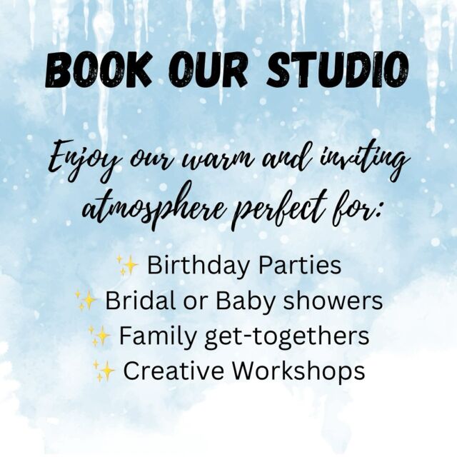 🎉 Celebrate Winter Birthdays & Special Events in Style! ❄️

Don’t let the cold weather stop you from hosting the perfect celebration! Our cozy and creative DIY studio, Two22, is the ideal space for your winter birthdays, special events, or any gathering you’d rather not host outdoors or at home.

🌿 Here’s how you can make it your own:
✨ Rent the studio and decorate it however you’d like to match your vision!
✨ Or let us take it up a notch by creating a fun craft activity for your group — perfect for all ages!

We’ve got the space and options to make it unforgettable.

📩 Contact us info@two22studio.com for more info and to book your event.

Spaces are filling fast this season, so secure your date today! 🖌️❄️